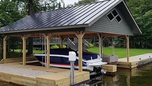 Custom boathouse and dock